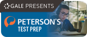 Student studying next to text that reads "Peterson's Test Prep".