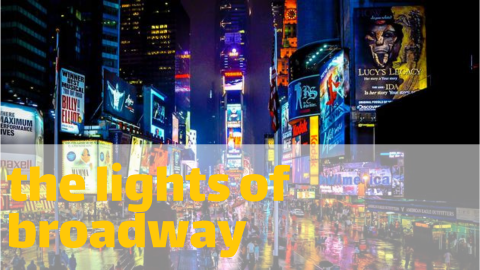 Broadway lit up at night