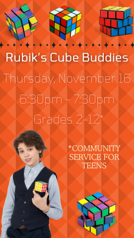 boy hold a rubik's cube and program details