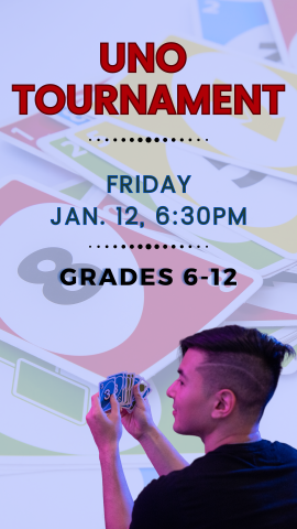 boy playing uno with program details