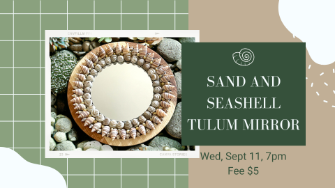 A round mirror decorated with seashells