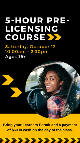 young adult driving but smiling and program details