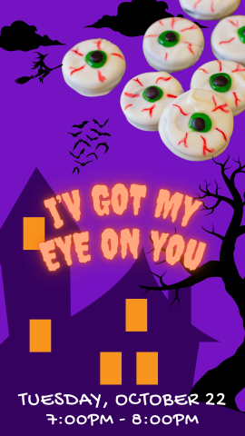 haunted house, eyeball cookies, and program details