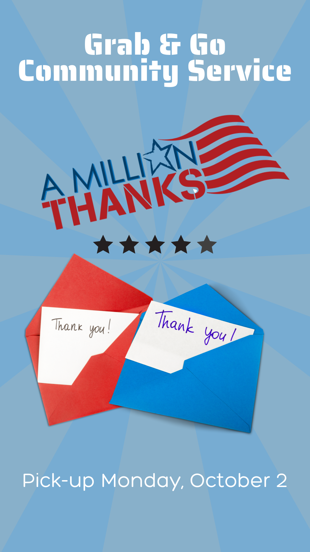 A Million Thanks red and blue logo and program details
