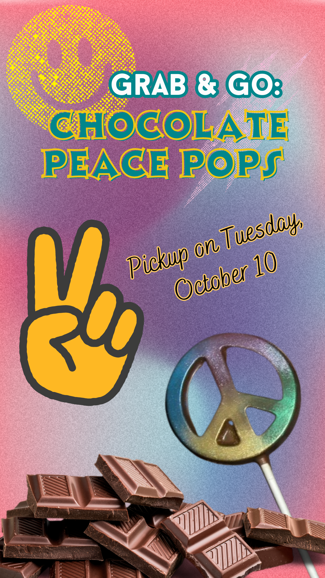 peace sign chocolate lollipop and program details
