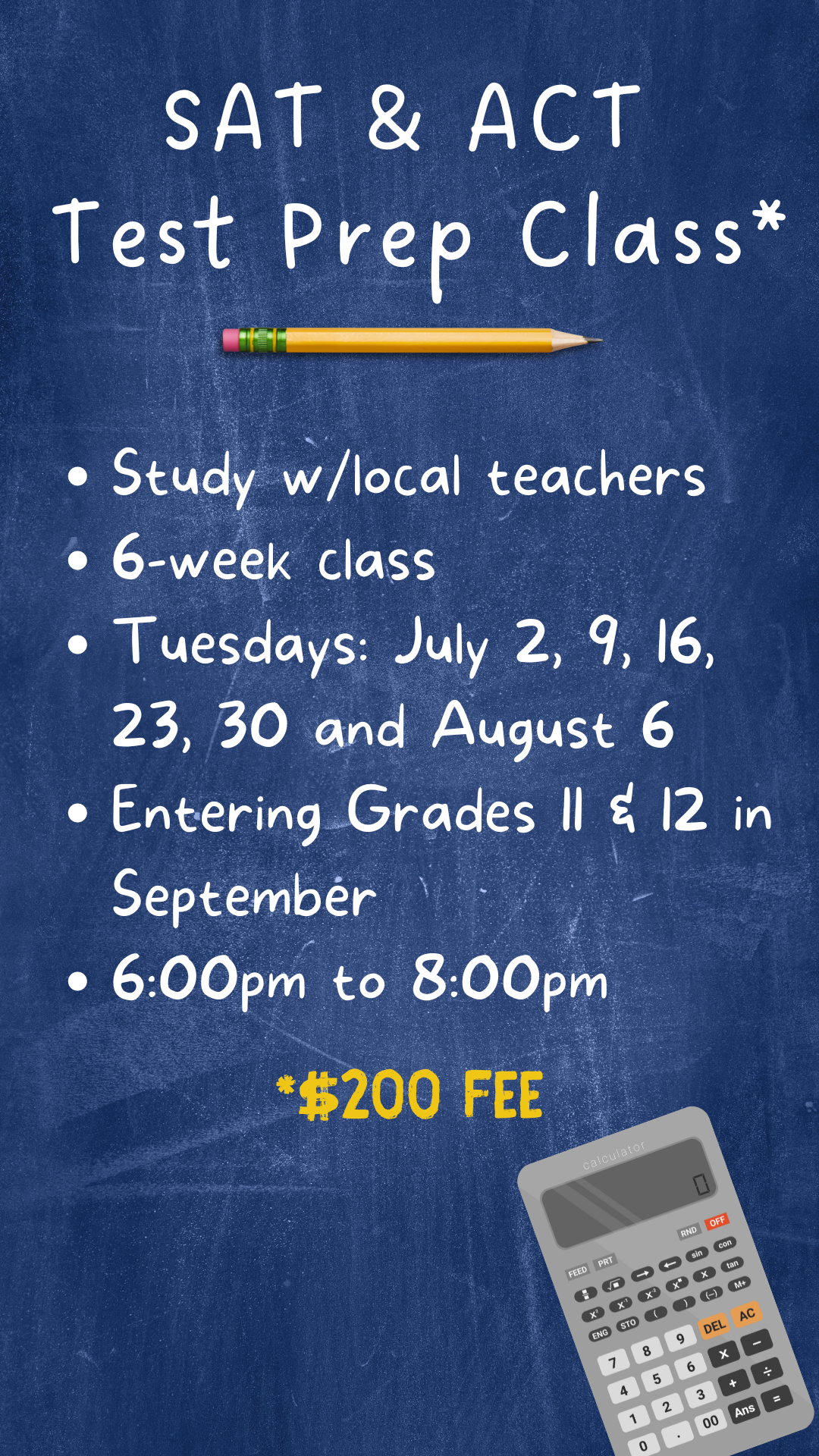 chalkboard background with program details