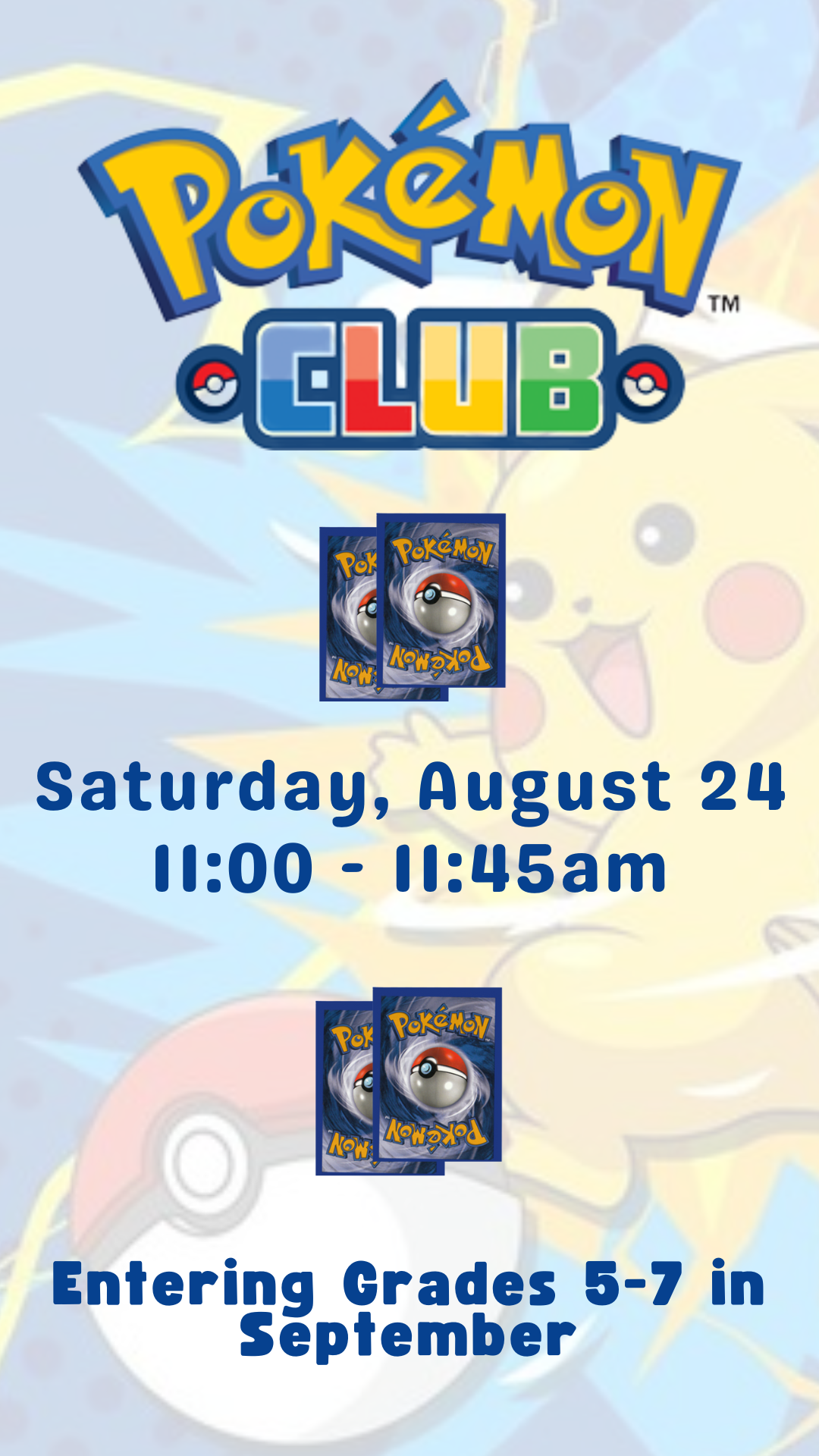 pokemon cards, pokemon logo and program details