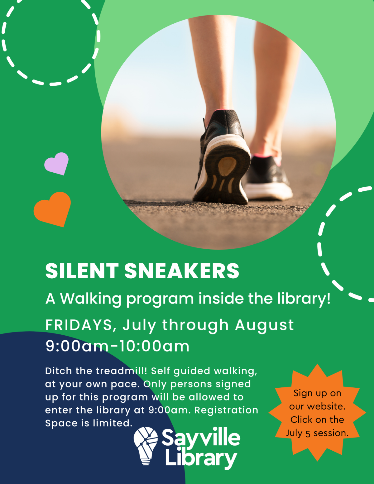 poster for silent sneakers library walking program